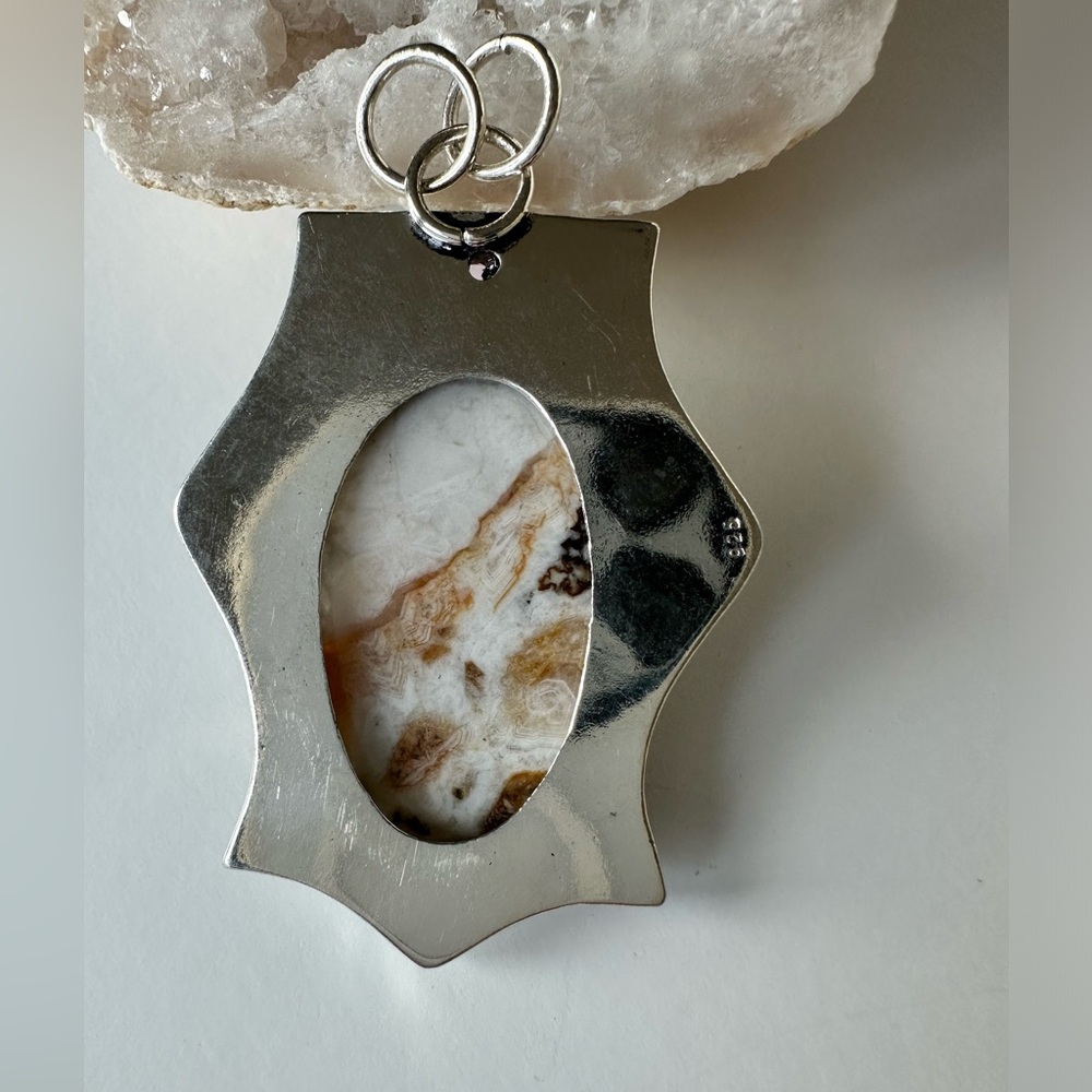Solid Silver Peanut Wood Jasper Pendant - image 3